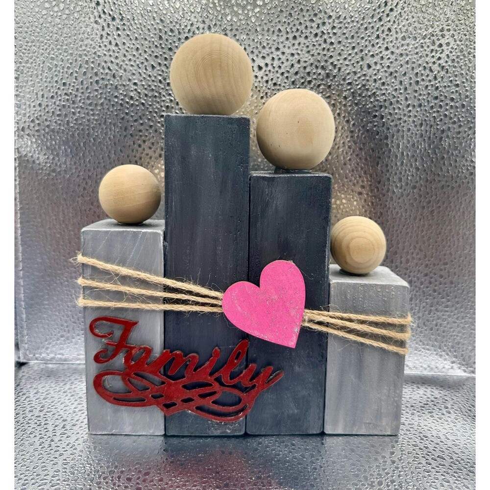 2 Parents & 2 Children (Family) made from Wooden Blocks